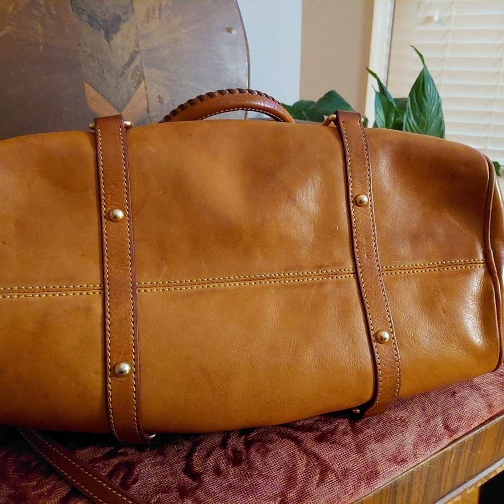 Dooney & Bourke Cognac Brown Leather Satchel - Picture 2 of 6